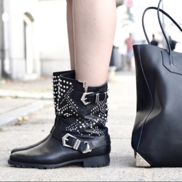 Zara studded biker boots Clearance